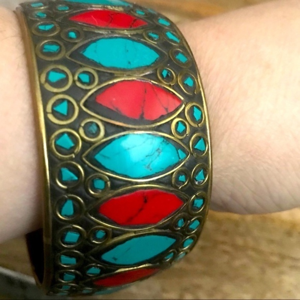 NEW ALTAR'D STATE TURQUOISE MOSAIC WIDE BANGLE